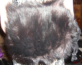 VINTAGE 1930's Black Fur Muff