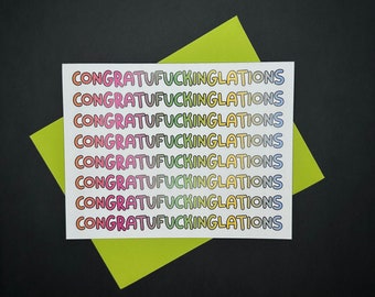 Congratu*fucking*lations Card | Graduation Card | Baby Card | Engagement Card | Congratulations Card | Dirty Word Card