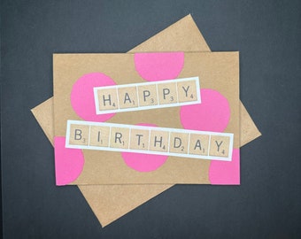 Happy Birthday Scrabble Polka Dot Card