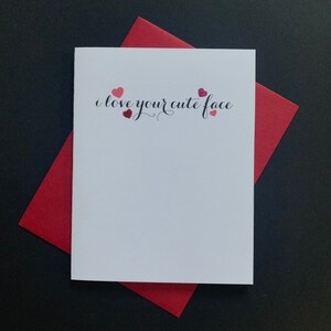 Ik hou van je schattige gezicht, I Love You Card, I Adore You, Kaart voor vriendje, Cutesy Relatie Kaart, Cute Face