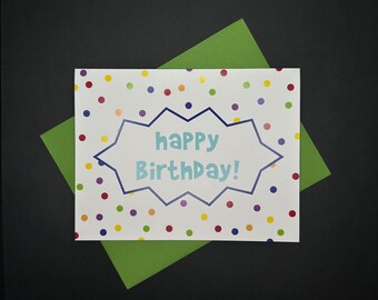 Happy Birthday Card with Rainbow Polka Dots