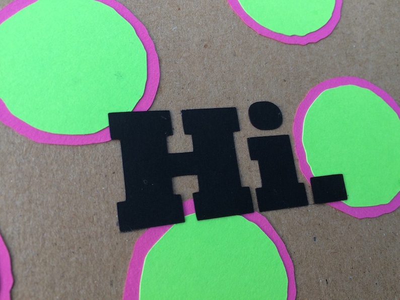 Hi Sending a Hello Miss You Preppy Card Just a Hello Want to say Hi Bright Pink /& Green Polka Dot Greeting Card with matching envelope