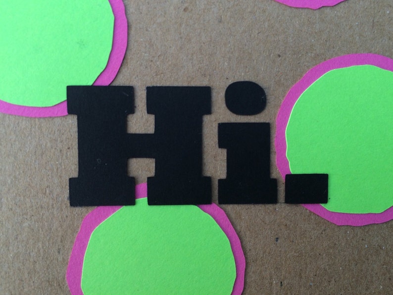 Hi Sending a Hello Miss You Preppy Card Just a Hello Want to say Hi Bright Pink /& Green Polka Dot Greeting Card with matching envelope