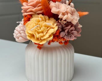Autumnal candle bouquet | made from environmentally friendly rapeseed wax | orange | brown | nude | gift idea | autumn decoration