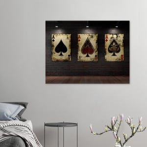 Vintage Ace Collection, Printable Poster Rustic Playing Card Art Prints ...