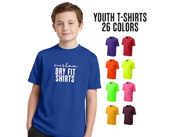 Personalized Kids Dry Fit Shirt - Custom Technical Performance Sports Tshirt Moisture Wicking Athletic Short Sleeve Unisex School Sport Team