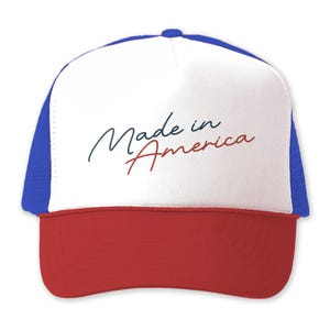 Patriotic Hats for Men and Women - Made in America 4th of July Trucker Hat USA Holiday Celebration Unisex Gifts Retro Snapback Cap