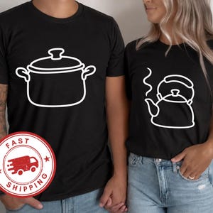 Easy Couples Costume - Pot Calling Kettle Black Funny Matching Halloween Last Minute Tshirts Husband Wife Couple Duo Unisex Plus-Size
