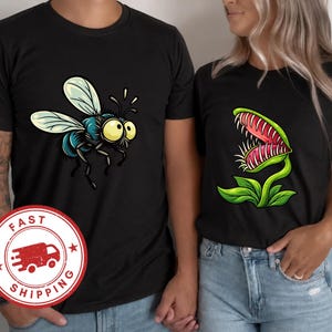 Last Minute Halloween Costume Shirts - Venus Fly Trap Funny Matching Set for Couples Friends Tshirts Easy Duo Costumes Unisex Plus-Size
