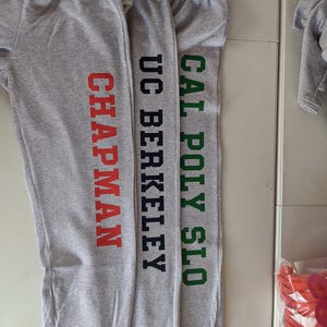 Custom Sweatpants Personalized Open Bottom Sweats Wide Leg Pants Sports Gym School College University Sorority Men Women Unisex Plus Size image 3