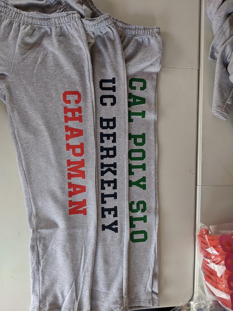Custom Sweatpants Personalized Open Bottom Sweats Wide Leg Pants Sports Gym School College University Sorority Men Women Unisex Plus Size image 3