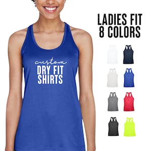 Personalized Dry Fit Tank Top Women - Custom Performance Racerback Tanks Add Your Own Text Logo Sports Moisture Wicking Athletic Plus Size