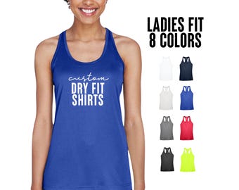 Personalized Dry Fit Tank Top Women - Custom Performance Racerback Tanks Add Your Own Text Logo Sports Moisture Wicking Athletic Plus Size