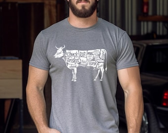 Carnivore Meat Lover T-Shirt Gift for Butcher Farmer Rancher Cuts of Meat Keto Paleo Long Sleeve Shirt Sweatshirt Unisex Plus Size
