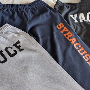 Custom Sweatpants Personalized Open Bottom Sweats Wide Leg Pants Sports Gym School College University Sorority Men Women Unisex Plus Size image 2