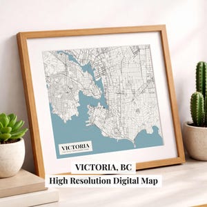 Maps of Victoria, BC,  Light & Dark Printable Map Art (Digital Download PNG)