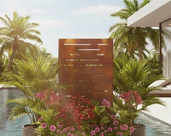 Pantalla de privacidad 1800/1000 Diseño Rust Paravientos metálico