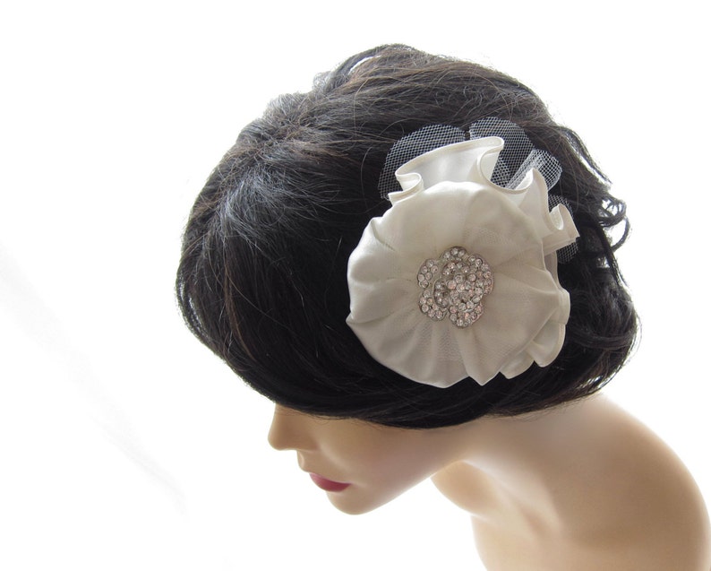 White Flower Hair Comb White Swan Bridal Head Piece