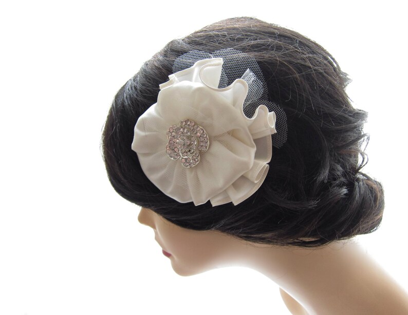 White Flower Hair Comb White Swan Bridal Head Piece
