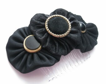 Black hair Comb, black hair accessory, black hair piece, black fabric hair accessories