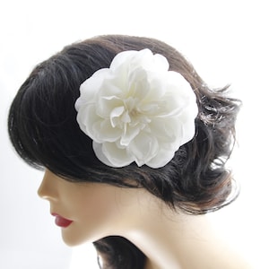 White Wedding Flower Hair Clip: Bridal Hair Fascinator