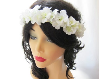 Begonia flower wedding head piece, white flower head wreath, white bridal head piece, wedding hair accessory