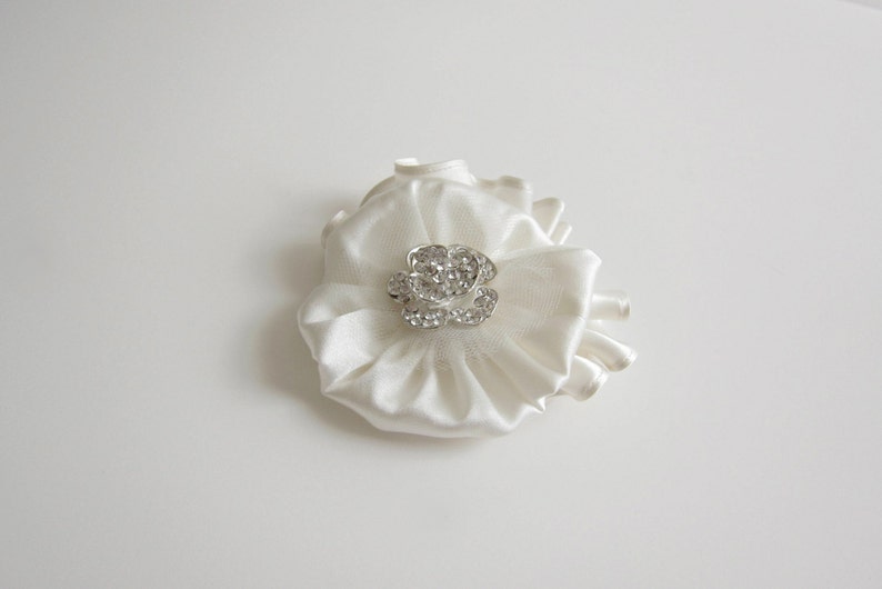 White Flower Hair Comb White Swan Bridal Head Piece