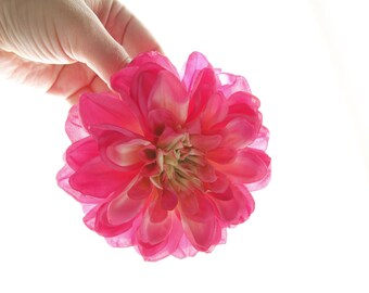 pink flower hair clip, wedding flower hair fascinator, bridal hair accessory, hot pink hair piece, Dahlia hair flower