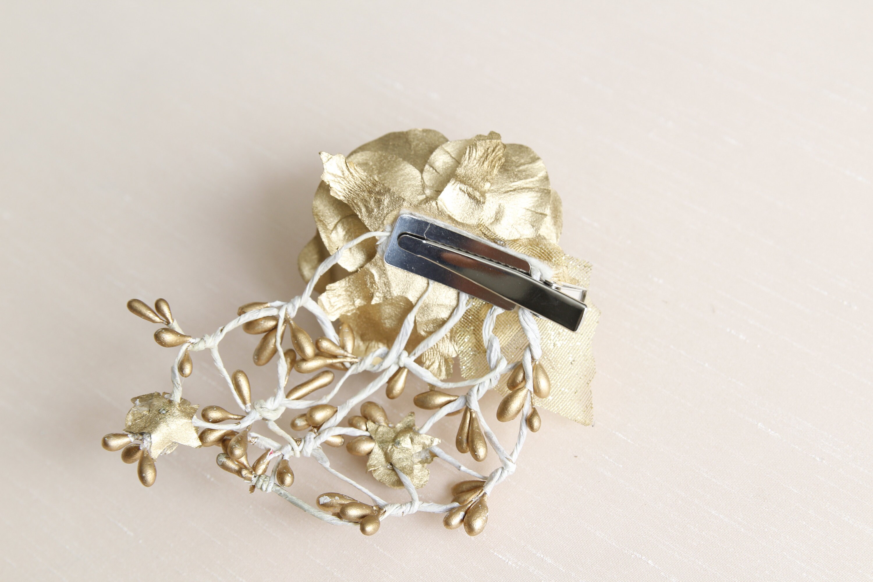 Gold Flower Hair Clip, Gold Rose Headpiece, Gold Wedding Hair Accessories Etsy