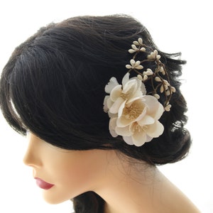 Ivory Flower Hair Clip: Rustic Wedding Bridal Hair Accessory