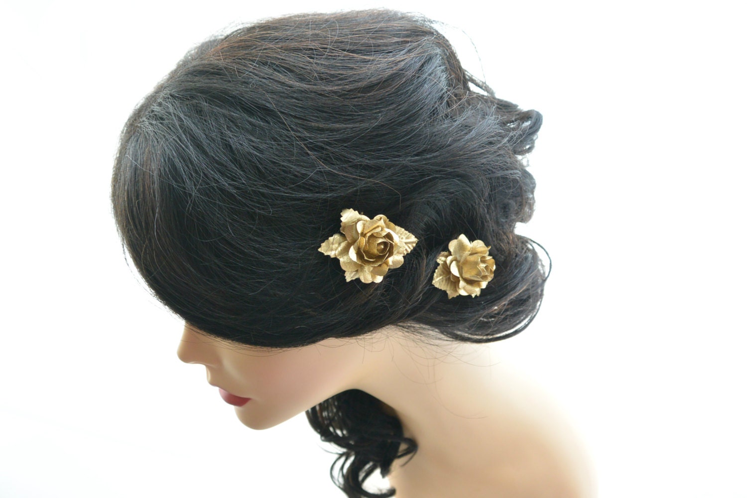 Gold Flower Hair Pins Gold Rose Hair Clips Wedding Hair Etsy