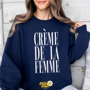 Creme De La Femme Shirt, French Quote Tee, Chic Minimal Typography T-Shirt, Feminine Style Top image 7