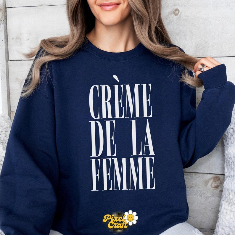 Creme De La Femme Shirt, French Quote Tee, Chic Minimal Typography T-Shirt, Feminine Style Top image 7