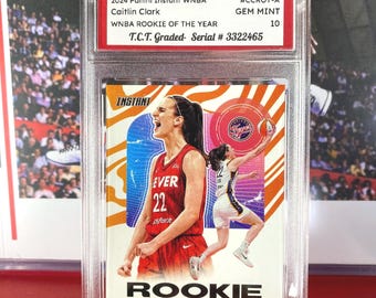 Tarjeta de novato de Caitlin Clark 2024, TCT Graded Gem Mint. Incluye soporte para 10 tarjetas.