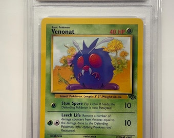 Authenticed 1999 Pokémon #63/64 Venonat Jungle Set English Official Release TCT Graded NM-MT