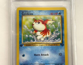 Authenticed 1999 Pokémon #53/64 Goldeen 1st Edition Jungle Set English Official Release TCT Graded NM-MT