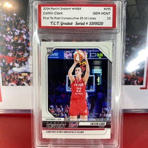 2024 Panini Instant WNBA #195 Caitlin Clark Rookie-kaart, als eerste te plaatsen, 25-10 regels TCT Graded Gem Mint 10 (authentieke panini)