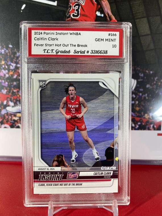caitlin clark graded card 2024 Prizm WNBA #145 Ice RC PSA 9 (141420521) 22 Card Details 2024 Panini Instant #166 Caitlin