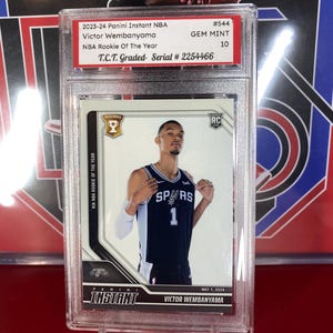 Tarjeta de novato del año 2023-24 Panini Instant NBA n.° 544 Victor Wembanyama, con calificación T.c. Gem Mint 10 (tarjeta de novato Panini auténtica)