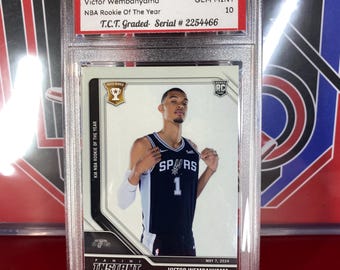 Victor Wembanyama Rookie Card, 2023-24 Panini Instant NBA, TCT Gem Mint 10 card stand included