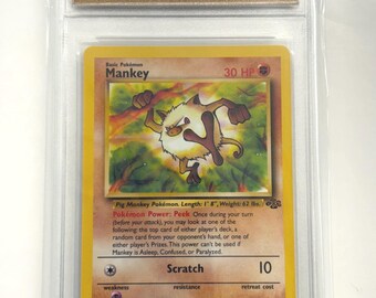 Authenticated 1999 Pokémon Mankey Jungle Set English Official Release #55/64 TCT Graded NM-MT