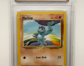 Authenticed 1999 Pokémon #52/102 Machop Base Set English Official Release TCT Graded NM-MT