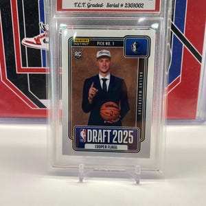2025 Panini Instant NBA #NBADN-1 Cooper Flagg NBA Draft Night 2025 Pick #1 T.C.T. Graded Gem Mint 10 Card stand included