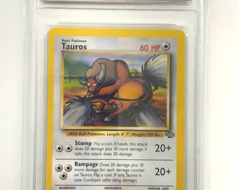 Authenticated 1999 Pokémon Tauros Jungle Set English Official Release #47/64 TCT Graded NM-MT