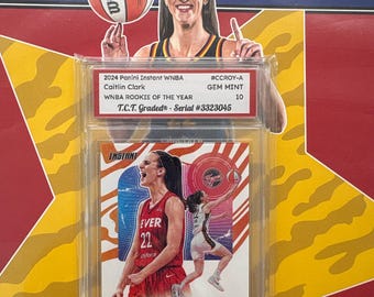 2024 Caitlin Clark Rookie Card, TCT Graded Gem Mint 10 card WNBA Super Star plus a card stand