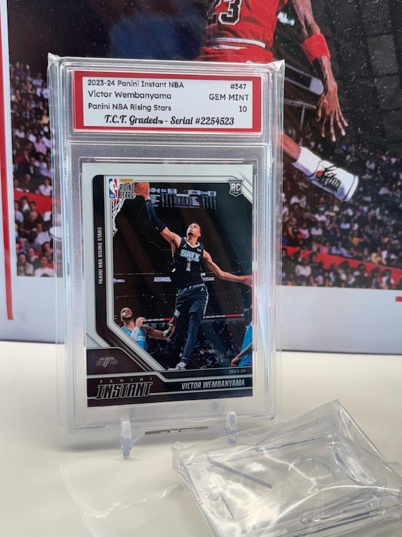 victor wembanyama graded rookie card Victor Wembanyama 2023-24 Panini Instant 1st Graded 10 NBA Rookie Card  Spurs #5