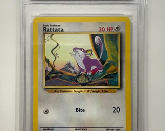 Authenticed 1999 Pokémon #61/102 Rattata Base Set English Official Release TCT Graded NM-MT