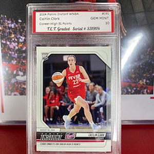2024 Panini Instant WNBA #191 Caitlin Clark Rookie Card Career-High 31 Points TCT Graded Gem Mint 10 (Authentic Panini Rookie Card)