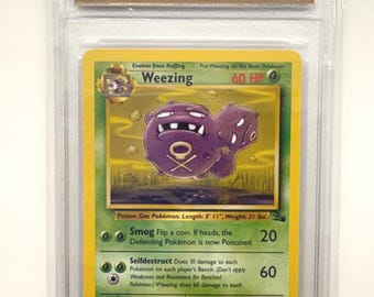 Authenticed 1999 Pokémon #53/62 Weezing Fossil Set English Official Release TCT Graded NM-MT
