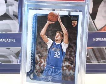 Cooper Flagg 2025 Topps NBA Flagship Rookie Card #201 T.C.T. Graded Gem Mint 10 with Stand